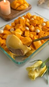 Eggless Mango Biscuit Pudding